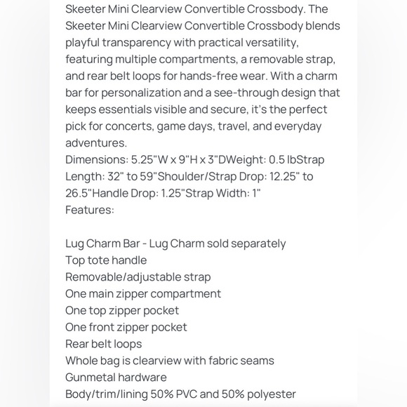 Lug Skeeter Mini Clear-view Denim Drift NWT - Picture 3 of 3